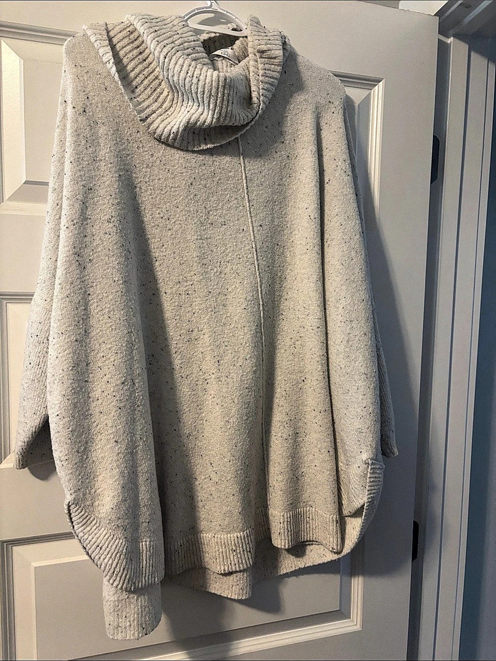 Free People Ottoman Slouchy Tunic Cowl Neck Sweater Cream